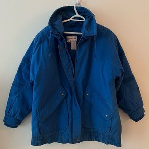 90s Vintage Blue High Neck Braefair Down Winter Jacket - Men’s L/XL